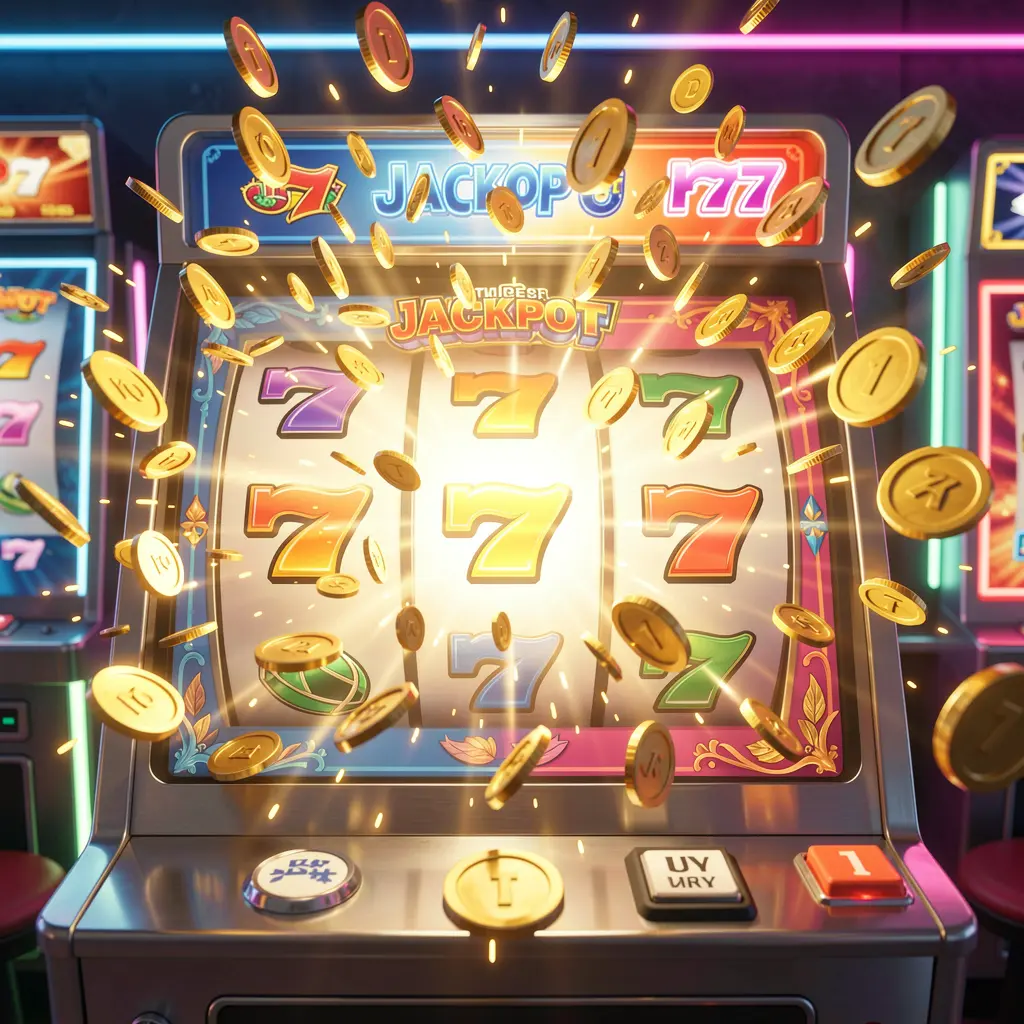 Vibrant slot reels showing triple sevens with flying coins highlighting the premium slot experience available at 788TK casino in Bangladesh